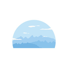 Mountain And Trees Landscape Flat Design