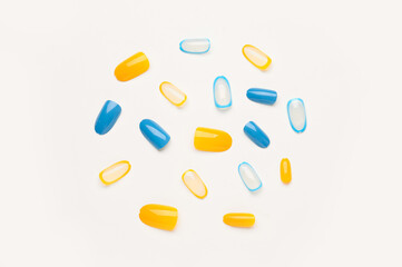 Press-on nails on white background