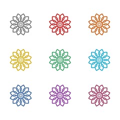 Mandala  icon isolated on white background. Set icons colorful