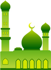 Mosque vector illustration. Shiny mosque icon for sign and symbol of muslim worship place. Mosque gradient icon of islam religion and muslim faith. Place of muslim to pray
