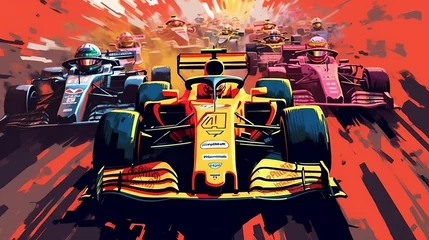 Plaid avec motif F1 Formula 1 racing Cars, Generative AI