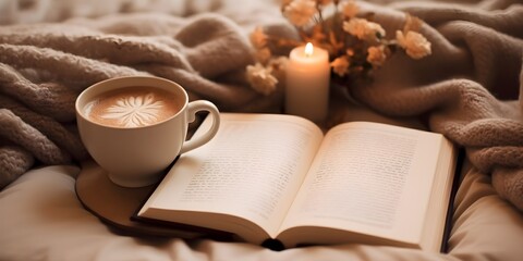 "Cozy Moments: A Book, Brew, and Bites" | Background Design | AI Generated Artwork