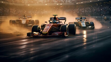 Formula 1 racing Cars, Generative AI - obrazy, fototapety, plakaty