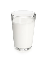 Glass of milk on white background