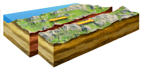 tectonic plate shifting in 3d illustration