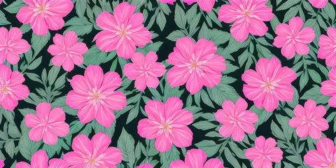Foto op Aluminium Seamless pattern of flowers . Background of pink flowers. Vector illustration of watercolor textured abstract art,created by artificial intelligence © Valeryi