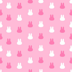 Cute pink easter bunny head seamless pattern vector illustration