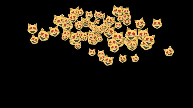 Cat emoji heart love kitty smile vector shape smile pussy