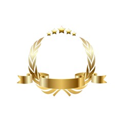 gold laurel wreath.Laurel wreath with golden ribbon.