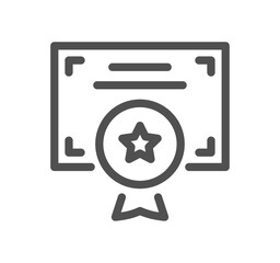 Diploma and certificate related icon outline and linear vector.