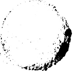 Black color of grunge textured in circle or round shape on white background