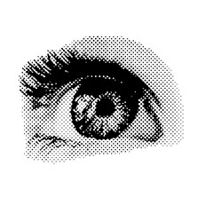 90s style halftone eye shape for trendy collage. Vector illustration.