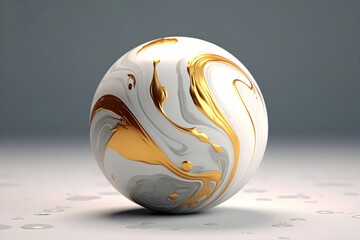Abstract marble ball wallpaper background, luxury marble texture gold and white, created with Generative AI technology
