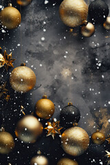 Fototapeta na wymiar gold and black Christmas decorations. Christmas luxury golden card or background. ai generative