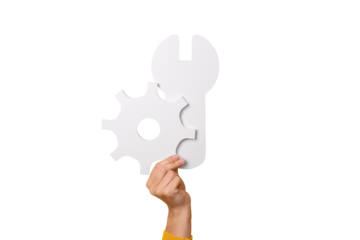 Service tools symbol in hand isolated on transparent background, concept of repair