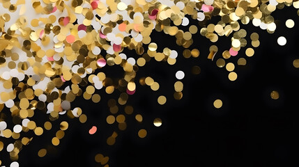 Party celebration, confetti scattering background. AI generated