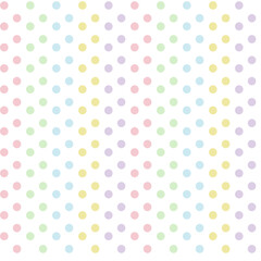 Cheerful colored dots, children's seamless pattern in soft pastel colors. Vector