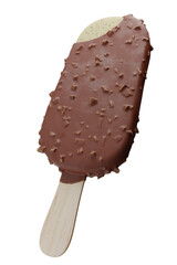 Single chocolate covered ice cream 3d render mockup.