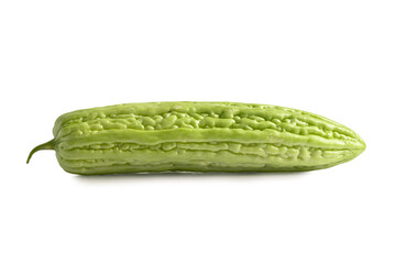 Momordica charantia isolated on white background with clipping path, Bitter melon, Chinese gourd.