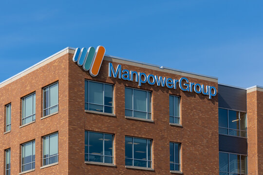 Manpower headquarters in Milwaukee, Wisconsin, USA - May 3, 2023. ManpowerGroup is an American staffing and workforce development agency.