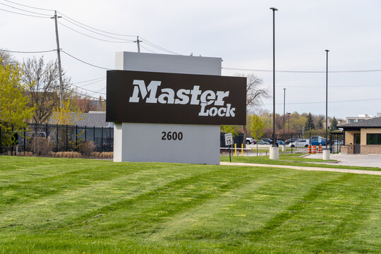 The Master Lock plant in Milwaukee, Wisconsin, USA - May 3, 2023. Master Lock is an American company that develops padlocks, combination locks, safes, and related security products.