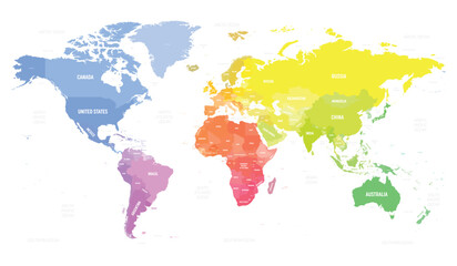 Fototapeta na wymiar World map. High detailed blank political map of World. Colorful map on white background.