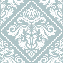 Fototapeta premium Classic seamless pattern. Damask orient ornament. Classic vintage light blue and white background. Orient ornament for fabric, wallpaper and packaging