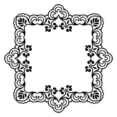 Illustration of floral frame with vignetted corners on white