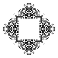 Vector decorative frame. Elegant element for design in Eastern style, a place for text. Floral black border. Lace illustration for invitations and greeting cards.