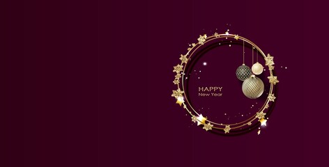 Happy new year. New year banner with circle for show product. Greeting card.