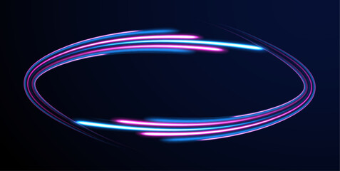 Neon glowing rays speed line technology scince background. Led Light. Future tech. Shine dynamic scene. Neon flare. Colorful rays. Magic moving fast lines. Sparkling studio.