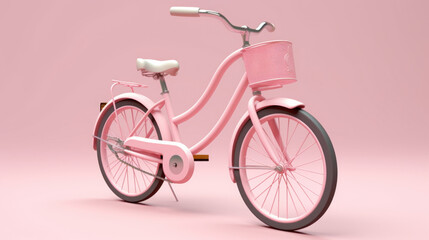 Fototapeta na wymiar pink bicycle on pink pastel background