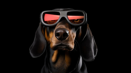 Fototapeta na wymiar portrait of a dog wearing sunglasses on isolated background
