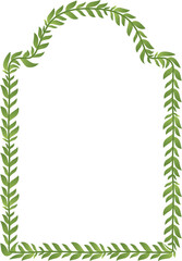 Fototapeta premium Convex Arch rectangular frame architectural window door green leaf vector flower frame wreath floral leaf foliage leaves botanical laurel flower natural decoration wedding anniversary celebration 