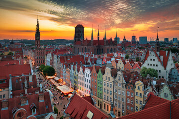 The Main Town of Gdansk at sunset, Poland