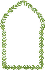 Obraz premium Oriental Arch rectangular frame architectural window door green leaf vector flower frame wreath floral leaf foliage leaves botanical laurel flower natural decoration wedding anniversary celebration