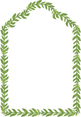 Multifoil Arch rectangular frame architectural window door green leaf vector flower frame wreath floral leaf foliage leaves botanical laurel flower natural decoration wedding anniversary celebration 
