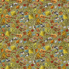 Cartoon cute Picnic seamless pattern