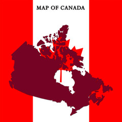 vector map of Canada with flag background
