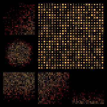 Tech background. Yellow, orange, red color theme backgrounds. Gradient geometric patterns. Cool vector illustration.