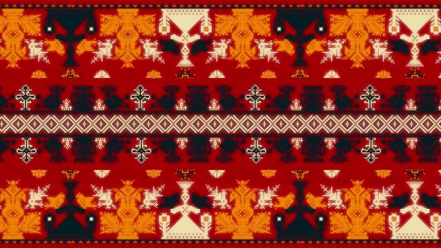Russian folk pattern. Traditional Russian embroidery pattern . Video motion graphic. Elegant loop design.