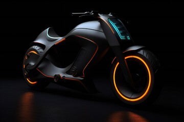 Futuristic electric bike concept on black background Generative AI