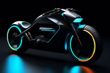 Futuristic electric bike concept on black background Generative AI