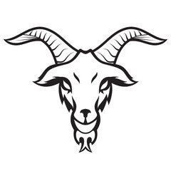 Goat Head Icon black and white clip art illustration  , logo template ,vector image