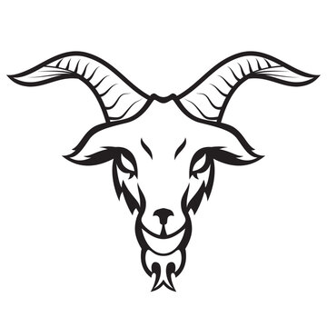 Goat Head Icon black and white clip art illustration  , logo template ,vector image