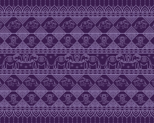 Tradition elephant pattern is very popular style and design. Art for fabric seamless ethnic repeat batik carpet print and textile tile. 