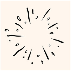 Sunburst doodle. Hand drawn star burst explosion. Illustrated Design Element.