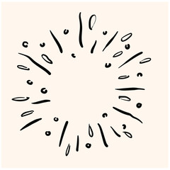 Sunburst doodle. Hand drawn star burst explosion. Illustrated Design Element.