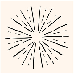 Fototapeta premium Sunburst doodle. Hand drawn star burst explosion. Illustrated Design Element.