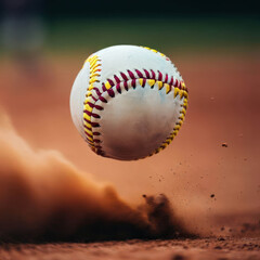 baseball hits the ground cause a cloud of dust.generative AI